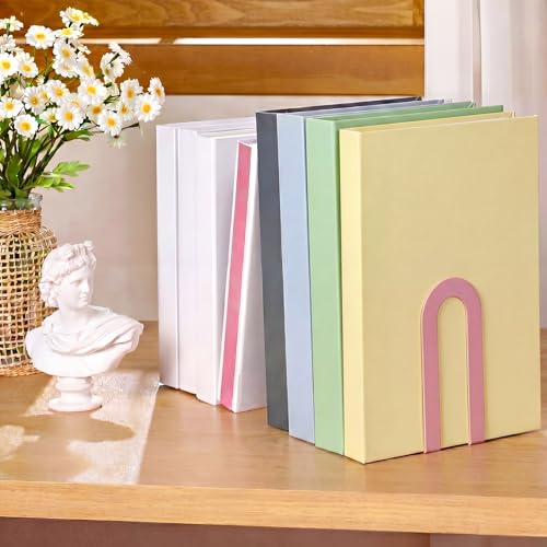 Chunful 6 Pcs Pink Metal BookEnds Shelves, 5.5 x 3.75 x 2.25 in - color: Pink, size: 5.5*3.75*2.25inch