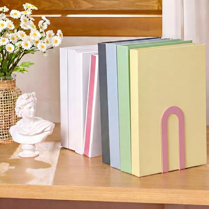 Chunful 6 Pcs Pink Metal BookEnds Shelves, 5.5 x 3.75 x 2.25 in - color: Pink, size: 5.5*3.75*2.25inch