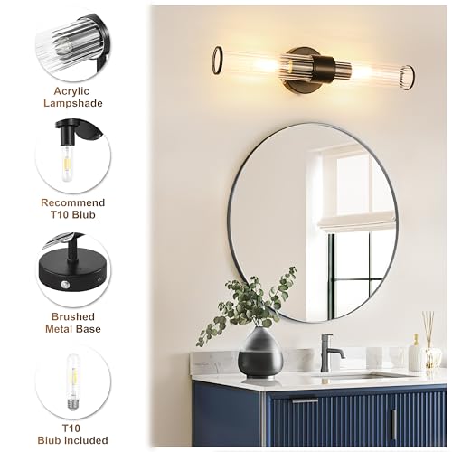 Morauroral Black Battery Operated Wall Sconces Set of 2 - color: Matte Black