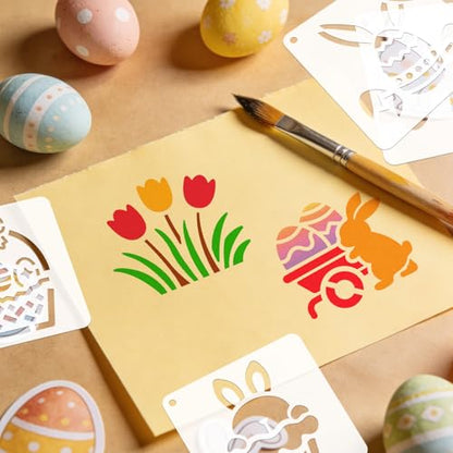 72 PCS 3x3 Inch Easter Stencils for Painting - Reusable Easter Templates Chicks Eggs Bunny Farm Spring Painting Templates on Wood, Glass, Fabric, Window Door Decor DIY Decoration - style: 72PCS Easter