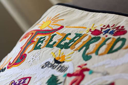 Catstudio Ski Telluride Hand Embroidered Pillow, Decorative Throw Pillow - color: Ski Telluride