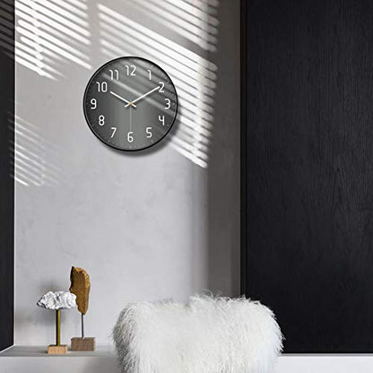 Silent Non-Ticking Analog Wall Clock, Gradient Black, 14'' - color: Gray, size: 14inch