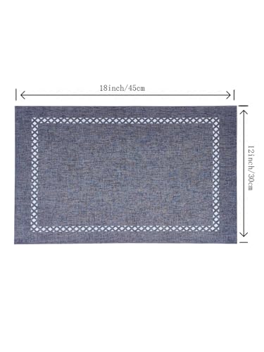 Placemats Set of 4 for Dining Table with Hollow Edge Design- Table Mats 12x 18 Inch, Cloth Place mats Machine Washable (Grey 4pcs) - color: H-grey, size: 4 pcs