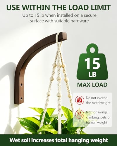Stylish Wooden Plant Hanger – 2 Pack, 8-Inch Indoor/Outdoor Wall Hooks for Hanging Planters, Flower Pots, Lanterns, and Wind Chimes – Premium Beech Wood Home Decor - style: 6-Arc Style(2Pack)