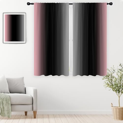 Black Pink Grey Curtain, Ombre, 2 Panels, 42" W x 63" L, Rod Pocket - color: Pink, size: 42"W x 63"L (Pack of 2)