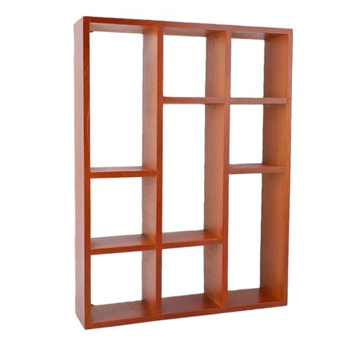 Shadow Box Display Shelf, Wall Mounted Wooden Rustic Floating Shelves, 9 Slot Freestanding Cabinet Display Case Organizer for Farmhouse Decor