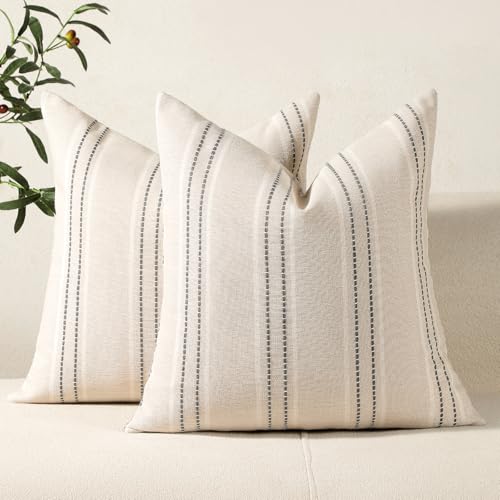 Hckot Decorative Pillow Covers 18x18 Striped Throw Pillow Covers Grey - color: Grey, size: 18" x 18" (Pack of 2)