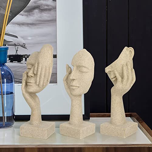 3 Pcs Thinker Statue,Modern Home Sculptures,Collectible Figurines - color: 3 Pcs Sandstone-2