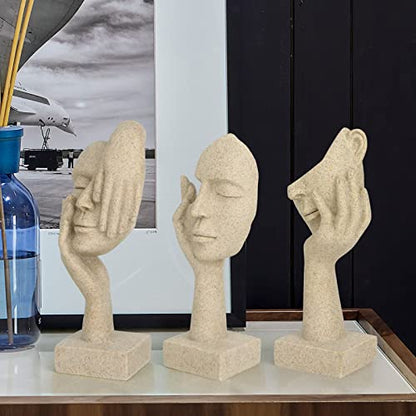 3 Pcs Thinker Statue,Modern Home Sculptures,Collectible Figurines - color: 3 Pcs Sandstone-2