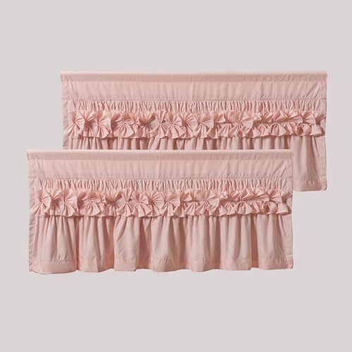 HIG 2 Pack Peach Ruffle Handcrafted Window Valances, 52"x18" - color: Peach, size: 52"W x 18"L (Pack of 2)