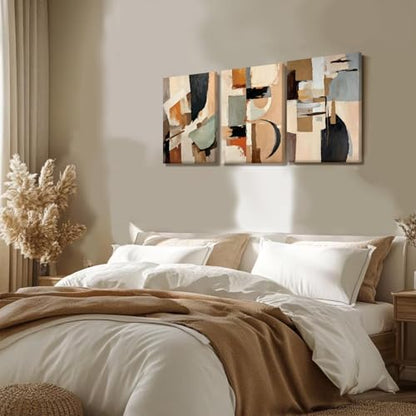 LYYGLYY 3Pcs Framed Abstract Neutral Pastels Canvas Wall Art 16x24 Inches - color: Pastel Color Blocks, size: 16x24 Inches
