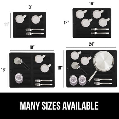 GORILLA GRIP Patented BPA-Free Silicone Dish Drying Mat, 18x16, Black - color: Black, size: 18" x 16", style: Silicone