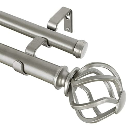 KAMANINA 1 Inch Double Curtain Rod 72 to 144 Inch, Antique Silver - color: Antique Silver, size: 72-144"