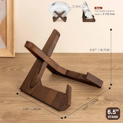 ANBOXIT Bowl Stands for Display, 6.5 Inch Plate Holder, Wooden Easel