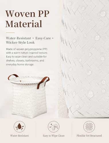 Wicker Storage Baskets, 4 Pack Woven Baskets for Shelves, White - color: Round White