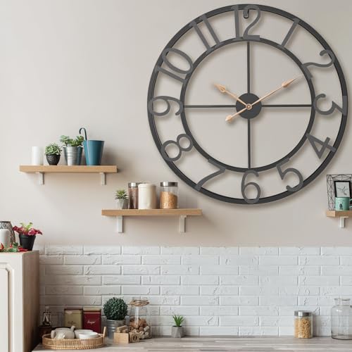 Pytha Sight 36 Inch Black Metal Arabic Numeral Extra Large Giant Wall Clock - color: Black Arabic, size: 36 Inch