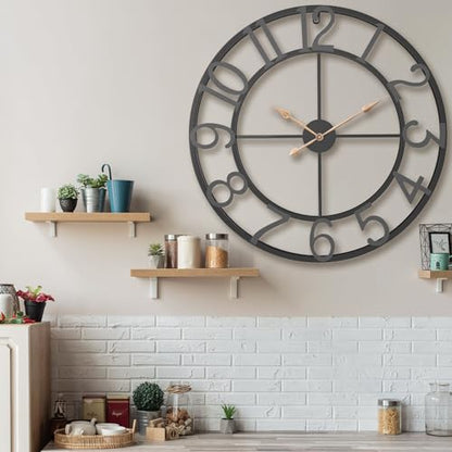 Pytha Sight 36 Inch Black Metal Arabic Numeral Extra Large Giant Wall Clock - color: Black Arabic, size: 36 Inch