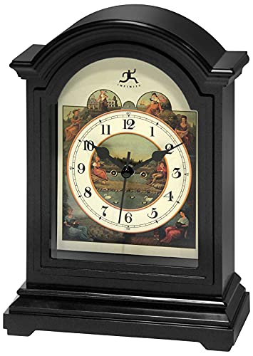 Infinity Instruments Black Plastic Tabletop Clock 9 x 6 Decorative Mantle