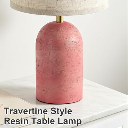 GyroVu Table Lamps Set of 2, Resin Bedside Lamps for Living Room Bedroom - color: Pink