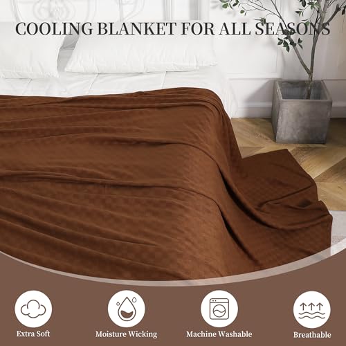 AmyHomie Cooling Waffle Blanket Queen Size, 100% Rayon Derived from Bamboo - color: Mocha, size: Queen (90"x90")
