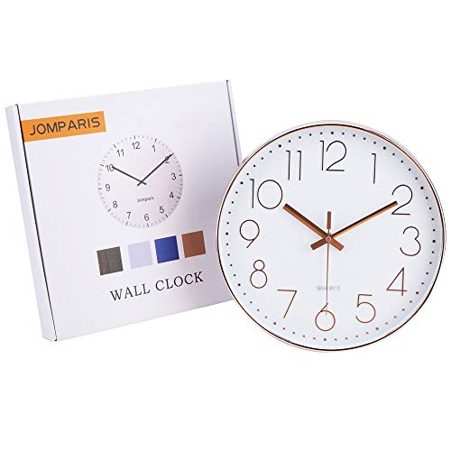 jomparis 12 Inch Battery Operated Silent Non-Ticking Wall Clock, Quality Quartz Sweep Rose Gold Wall Clock for Home Bedroom School - color: 1 Pack - Rose Gold, size: 12 Inch