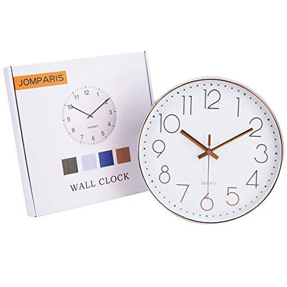 jomparis 12 Inch Battery Operated Silent Non-Ticking Wall Clock, Quality Quartz Sweep Rose Gold Wall Clock for Home Bedroom School - color: 1 Pack - Rose Gold, size: 12 Inch