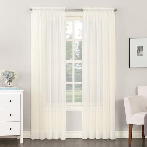No. 918 Emily Sheer Voile Rod Pocket Curtain Panel, 59" x 84", Eggshell - color: Eggshell, size: 59"W x 84"L (Pack of 1), style: Emily