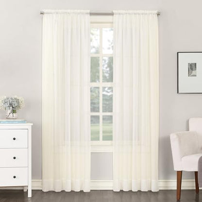 No. 918 Emily Sheer Voile Rod Pocket Curtain Panel, 59" x 84", Eggshell - color: Eggshell, size: 59"W x 84"L (Pack of 1), style: Emily