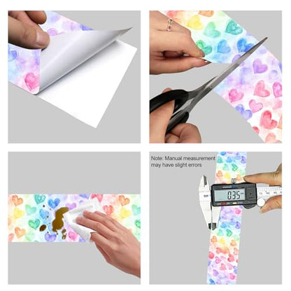 HOMETITUTE Peel and Stick Wallpaper Border 4x196in Rainbow Heart Pattern - color: Rainbow