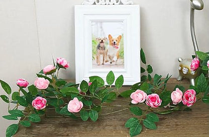 1X 6FT Fake Rose Garland, Flower Garland,Artificial Flower wild Rose Vine - color: Pink, size: 1