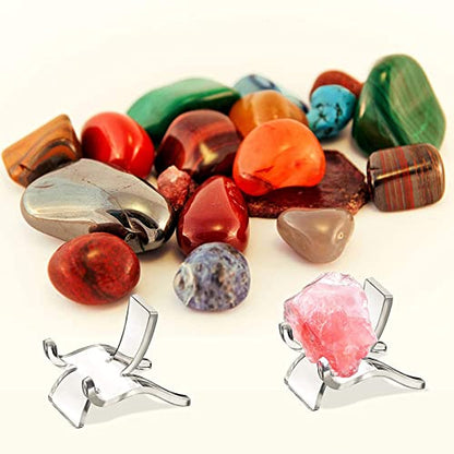 Jetec 40 Pcs Small Rock Display Stand, Acrylic Crystal Stands for Display - size: Small