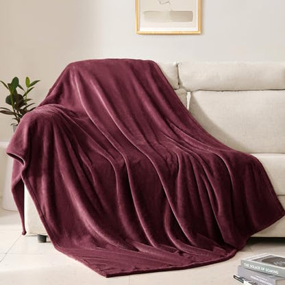 BEAUTEX Fleece Blanket King Size Soft Flannel Throw Lightweight Fuzzy - color: Wine, size: King
