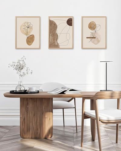 HesenDot Natural OAK Wood Abstract Line Drawing Framed Wall Art,12x16in - color: Boho Neutral Line