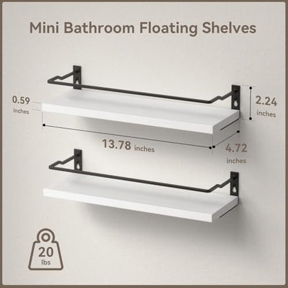 RICHER HOUSE Floating Shelves Bathroom, Small Wall Shelf Over Toilet 2 Set - color: White
