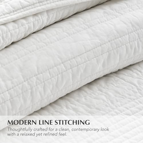 EVERGRACEHOME 100% Cotton Quilt Set Oversized Cal King, Warm White - color: Warm White (Yellow Undertones), size: Oversized Cal King (118" X 102")