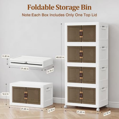 4Tier 212QT Stackable Storage Bins With Lids Portable Wheels Cabinet, White - size: 53QT(Per Tier)-4Tier