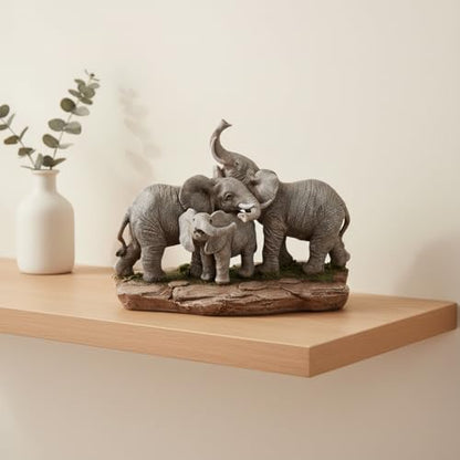 Comfy Hour 9.2 Inch Elephant Statue, Family Decor, 1 Unit - color: Earthy Tones