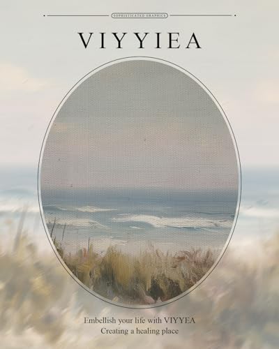 VIYYIEA Gold Framed Coastal Wall Art Summer Beach Canvas Print, 13×16 Inch - color: Beach Oil Painting, size: 16"L x 13"W