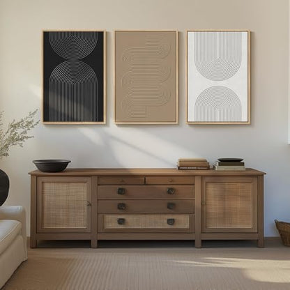 3D Textured Large Framed Boho Neutral Abstract Wall Art Set of 3, 20x30 In - color: Neutral --A, size: 20"w X 30"h X 3pcs