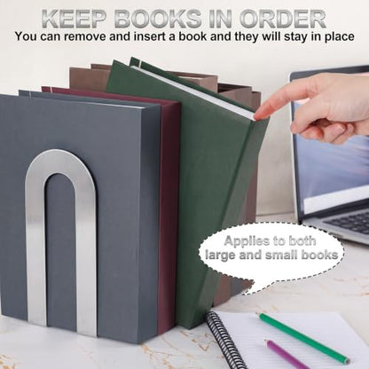 Chunful 6 Pcs Sliver Metal BookEnds Shelves, 7.5 x 5.75 x 3.5 in - color: Sliver, size: 7.5*5.75*3.5inch