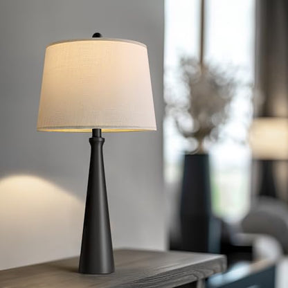 Oneach 25.75" Modern Table Lamp for Bedroom Set of 2, USB C Port, Black - color: Satin Black