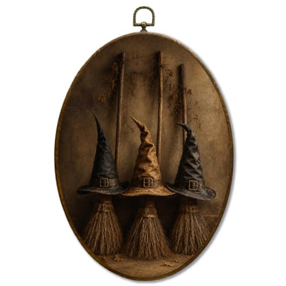 JQF Dark Academia Witchy Halloween Oval Wall Decor Framed 447XW-YGH-witch - color: witch-1