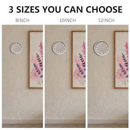 Silent Wall Clock with Large Numbers, 10 Inch Battery Operated Analog Clock with Tempered Glass Burlap Texture Non-Ticking Wall Clocks for Living Room Bedroom Kitchen Office Classroom,White - color: White Brown, size: 10 Inch