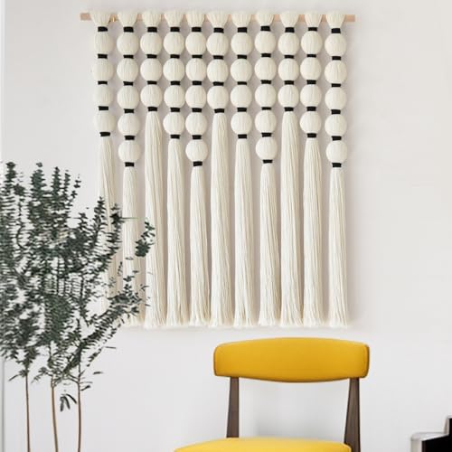 Macrame Wall Hanging Sphericity Textile Fiber Yarn Art Handmade 27"W*31"L - color: Beige Medium
