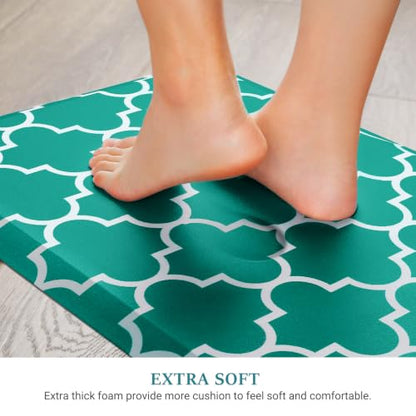WISELIFE Kitchen Mats and Rugs Cushioned Anti-Fatigue, 17.3"x 28", Green - color: Stylish Green, size: 28"L x 17.3"W x 0.5"Th