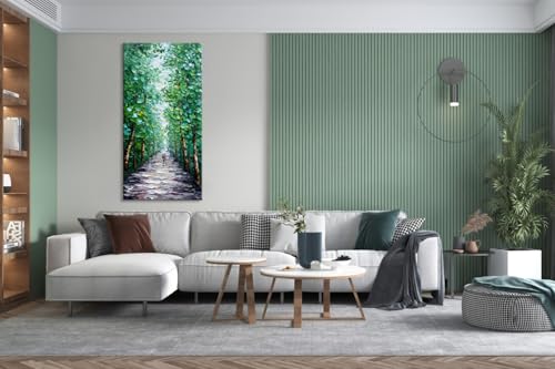 Alenoss Hand Painted Green Canvas Wall Art, Abstract Oil Painting on Canvas - color: AL-B102