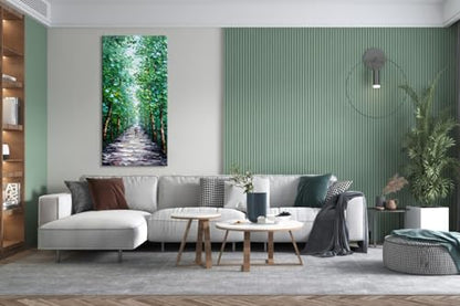 Alenoss Hand Painted Green Canvas Wall Art, Abstract Oil Painting on Canvas - color: AL-B102