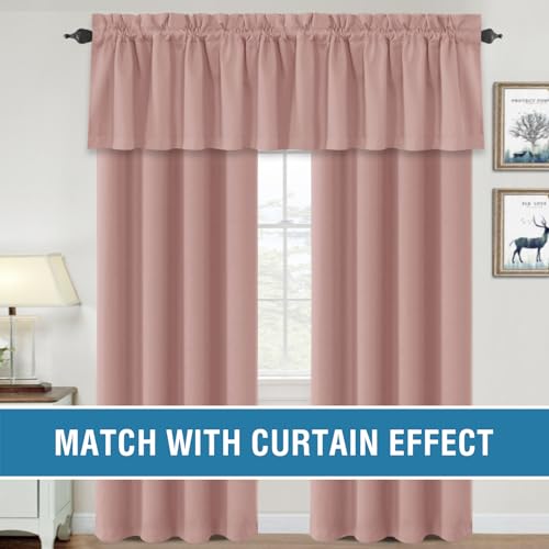 H.VERSAILTEX 100% Blackout Curtain Valances for Windows 2 Panels Thermal Insulated Rod Pocket Small Short Valance for Kitchen Cafe Bathroom Living Room Bedroom Laundry,Baby Pink,52" W x 18" L - color: Baby Pink