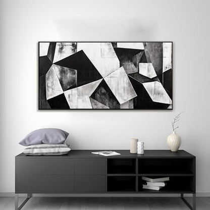 Framed Black And White Abstract Canvas Wall Art For Living Room 24 X 48 - color: Ink Black, size: 48"L x 24"W