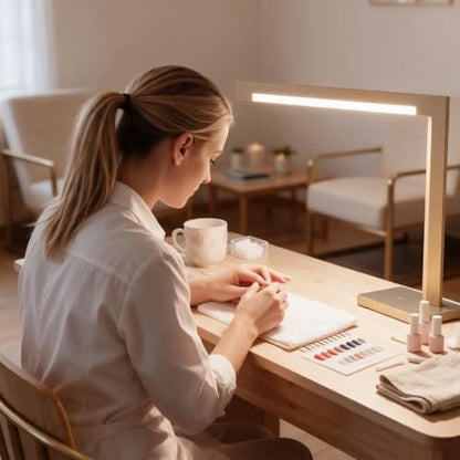 Dimmable Desk Lamp with Charging Station, 15W CCT Table Lamp - color: Golden